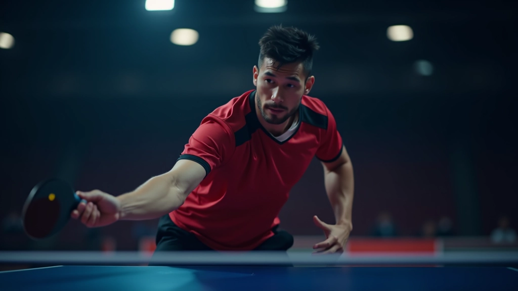 لاعب متقدم يؤدي إرسال خلفي مع دوران الجسم والحركة الديناميكية